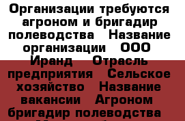 Организации требуются агроном и бригадир полеводства › Название организации ­ ООО “Иранд“ › Отрасль предприятия ­ Сельское хозяйство › Название вакансии ­ Агроном, бригадир полеводства › Место работы ­ Тульская область, г. Ефремов, ул. Московская заста › Подчинение ­ Руководителю › Возраст от ­ 18 › Возраст до ­ 60 - Тульская обл. Работа » Вакансии   